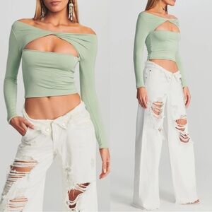 NWT Ser.oya Artemis Long Sleeve Twist Crop Top Large